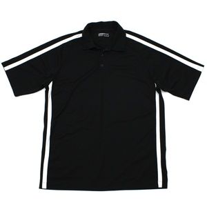 Nike Golf Fit Dry Black Polo Large Stripe Swoosh L